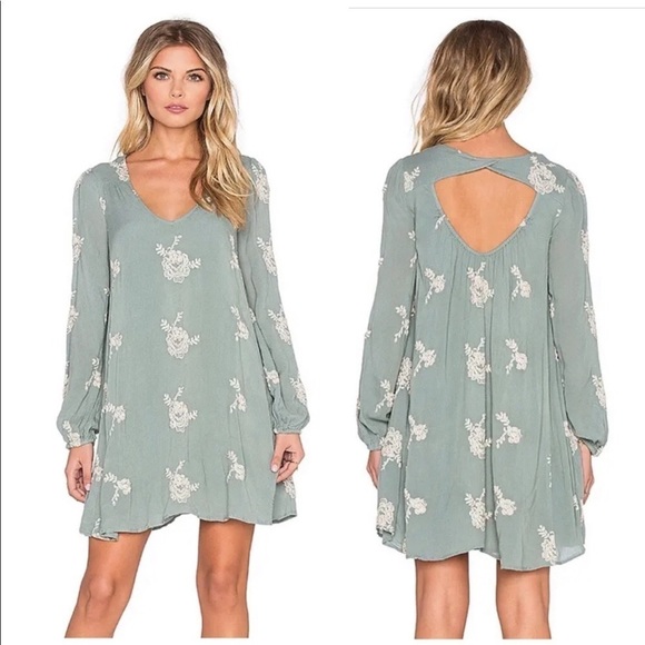 Free People Emma Austin Misty Teal Swing Dress - Picture 1 of 10